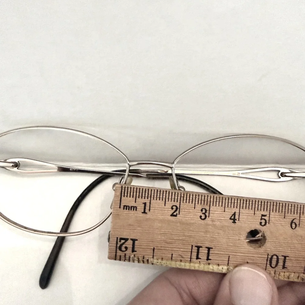 Vintage Silver Metal Oval Eyeglasses Rhinestone Detail Frames Womens